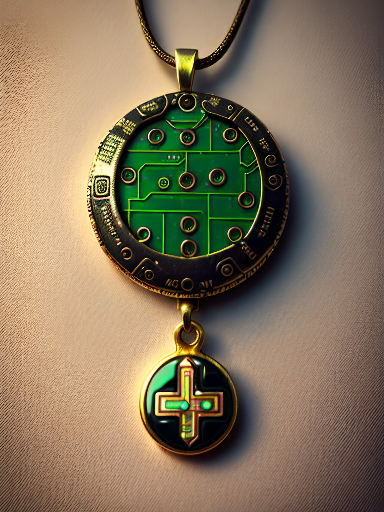 good luck charm against technical glitches and network outages, recycled circuit board pendant necklace preview