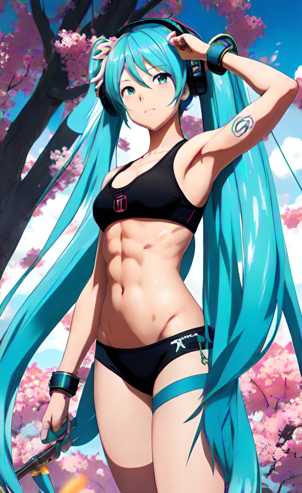 hatsune miku with muscles and tattoos preview