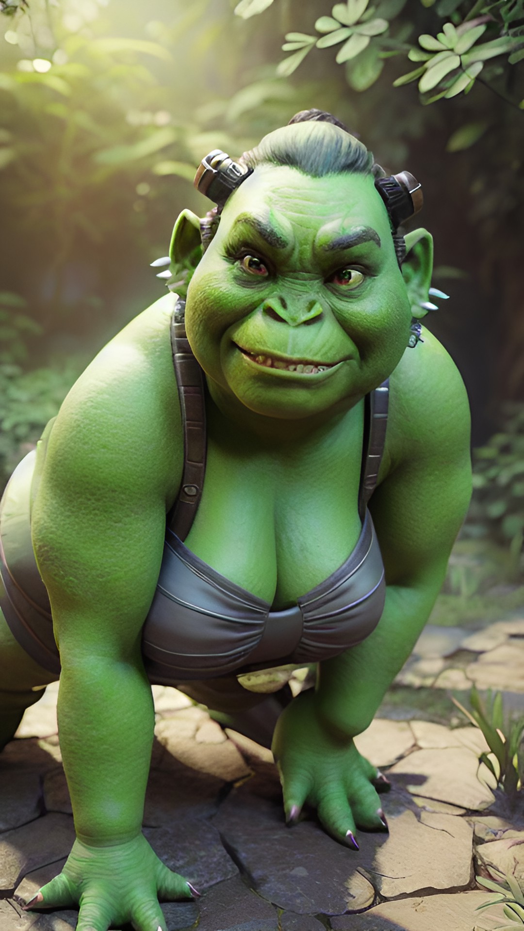 anthropomorphic human woman ogre with green skin preview