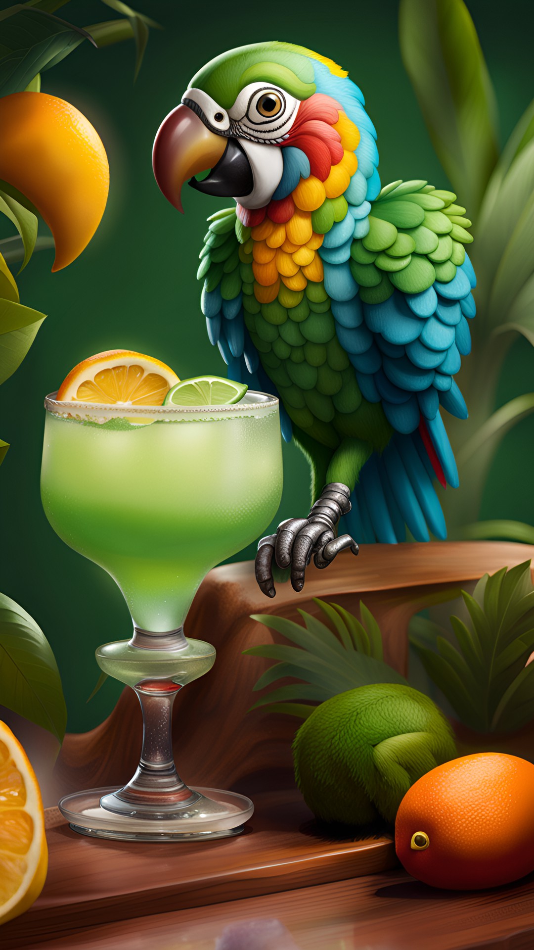 Tropical mascot - margarita cocktail and parrot preview