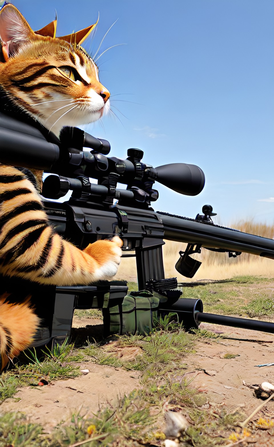 Cat sniper - the cat holds a sniper rifle and aim preview