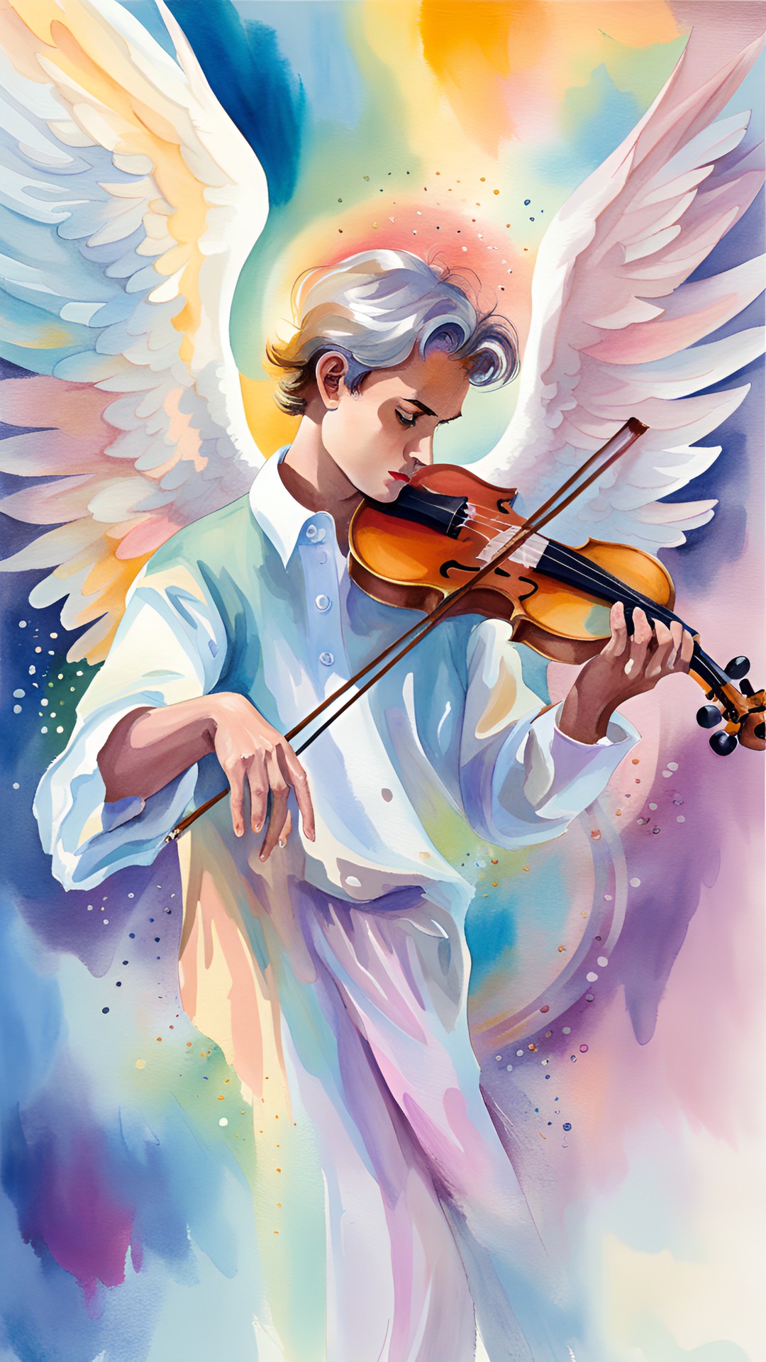 male angel playing the violin,highly detailed. fantasy art preview