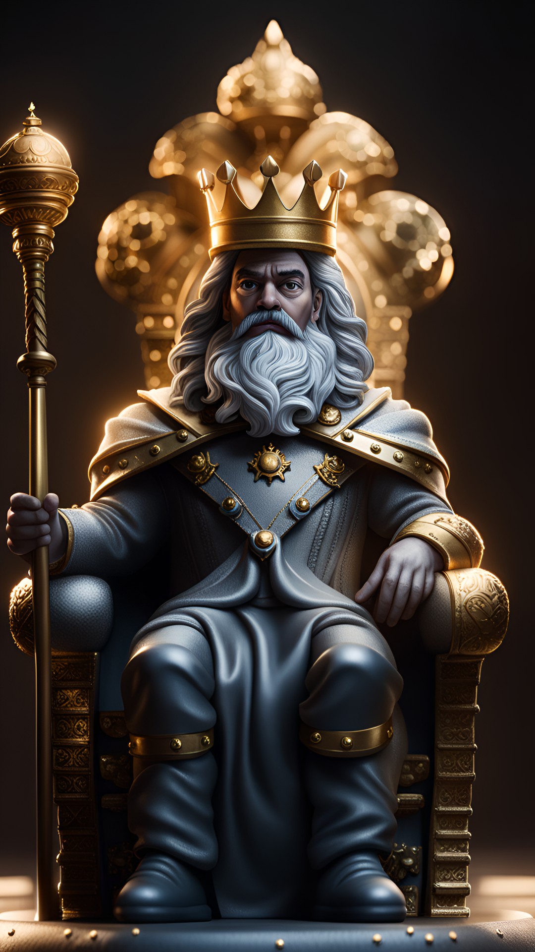 The king - king with crown, sitting on a throne with a scepter in hand. he is surrounded by luxury and wealth, with a look of power and authority. preview