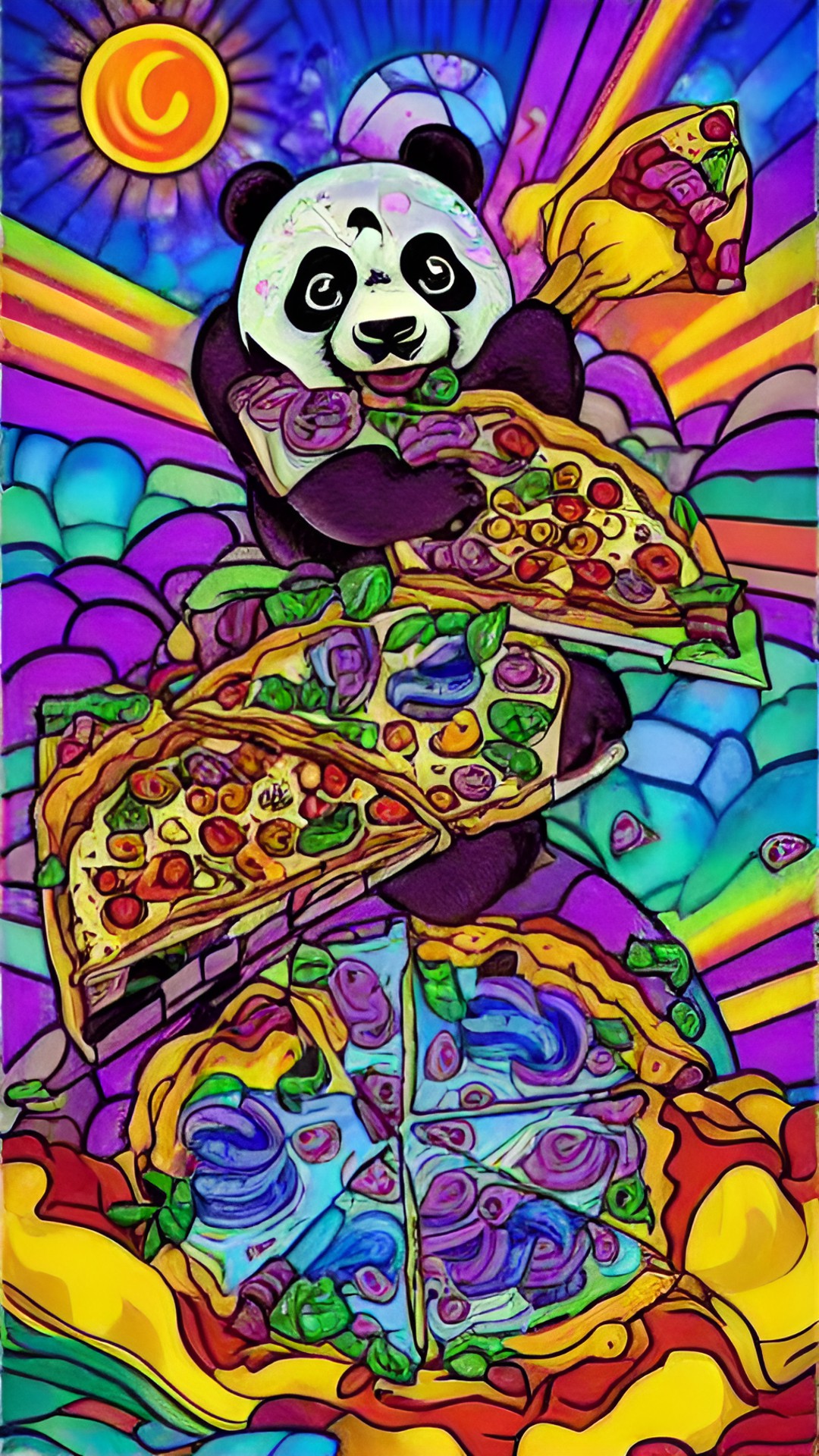 Panda pizza - panda eating a pizza preview