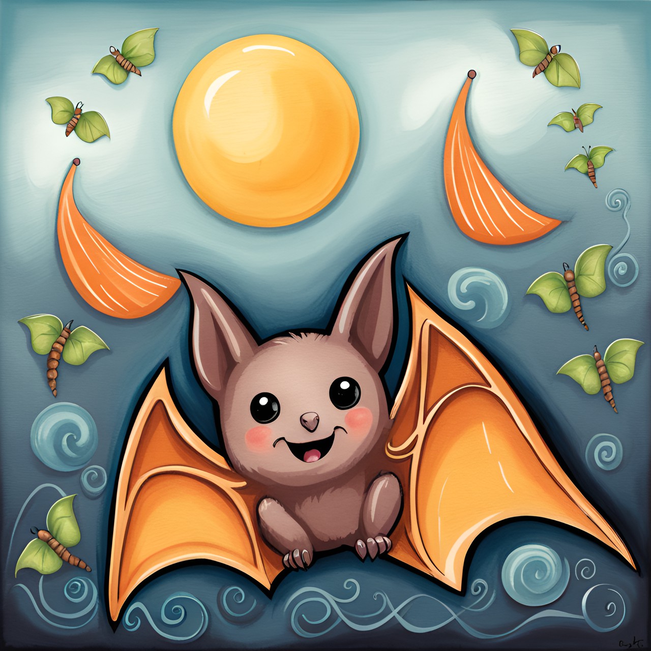 one gummy bat  illustration , nursery style preview