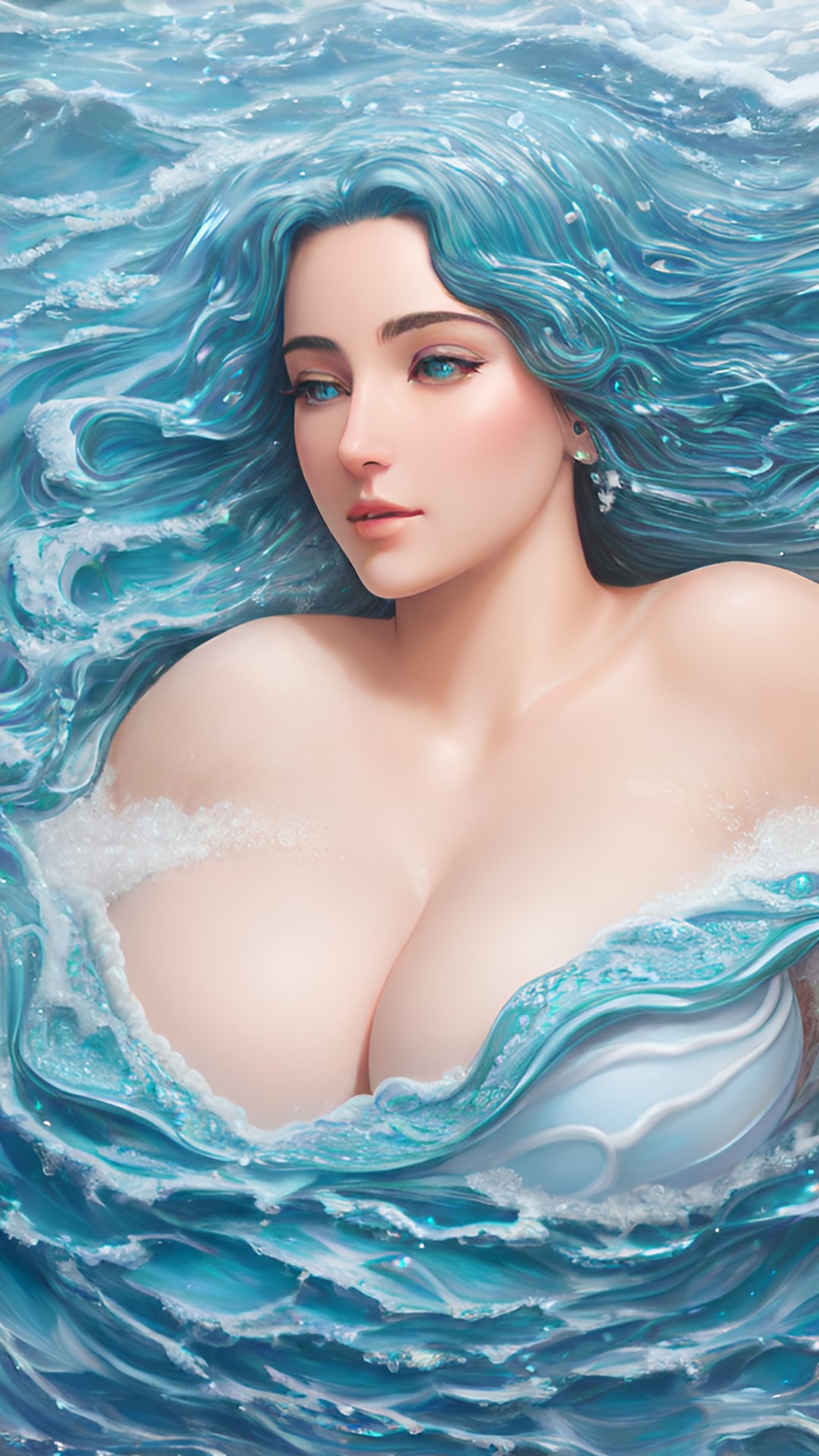 the birth of aphrodite from sea foam, realistic, hyper-realistic, many details preview