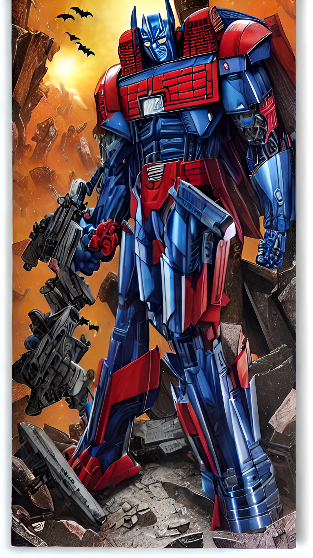 optimus prime in batman suit preview