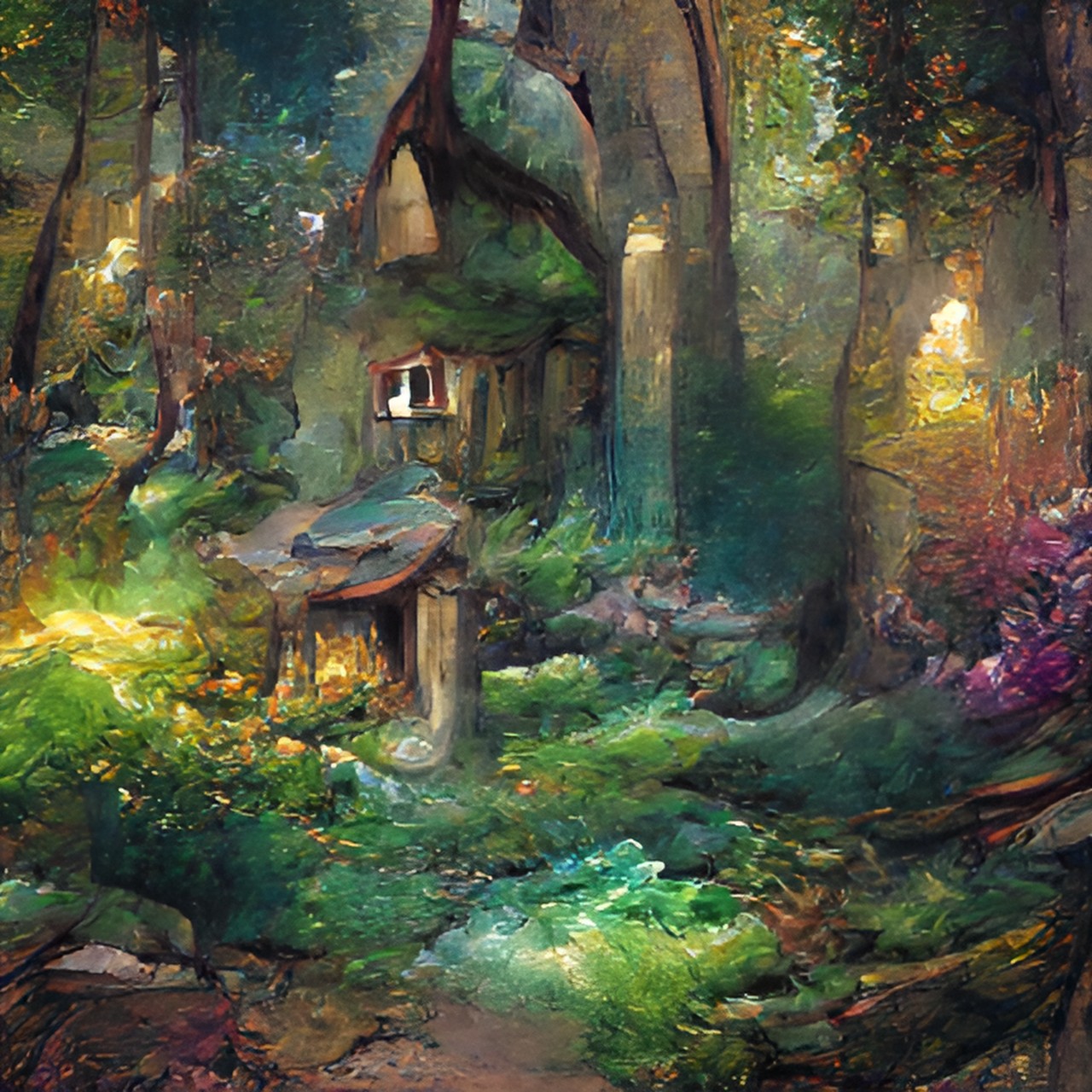 Cottage in a forest - fairy cottage in a magical forest preview