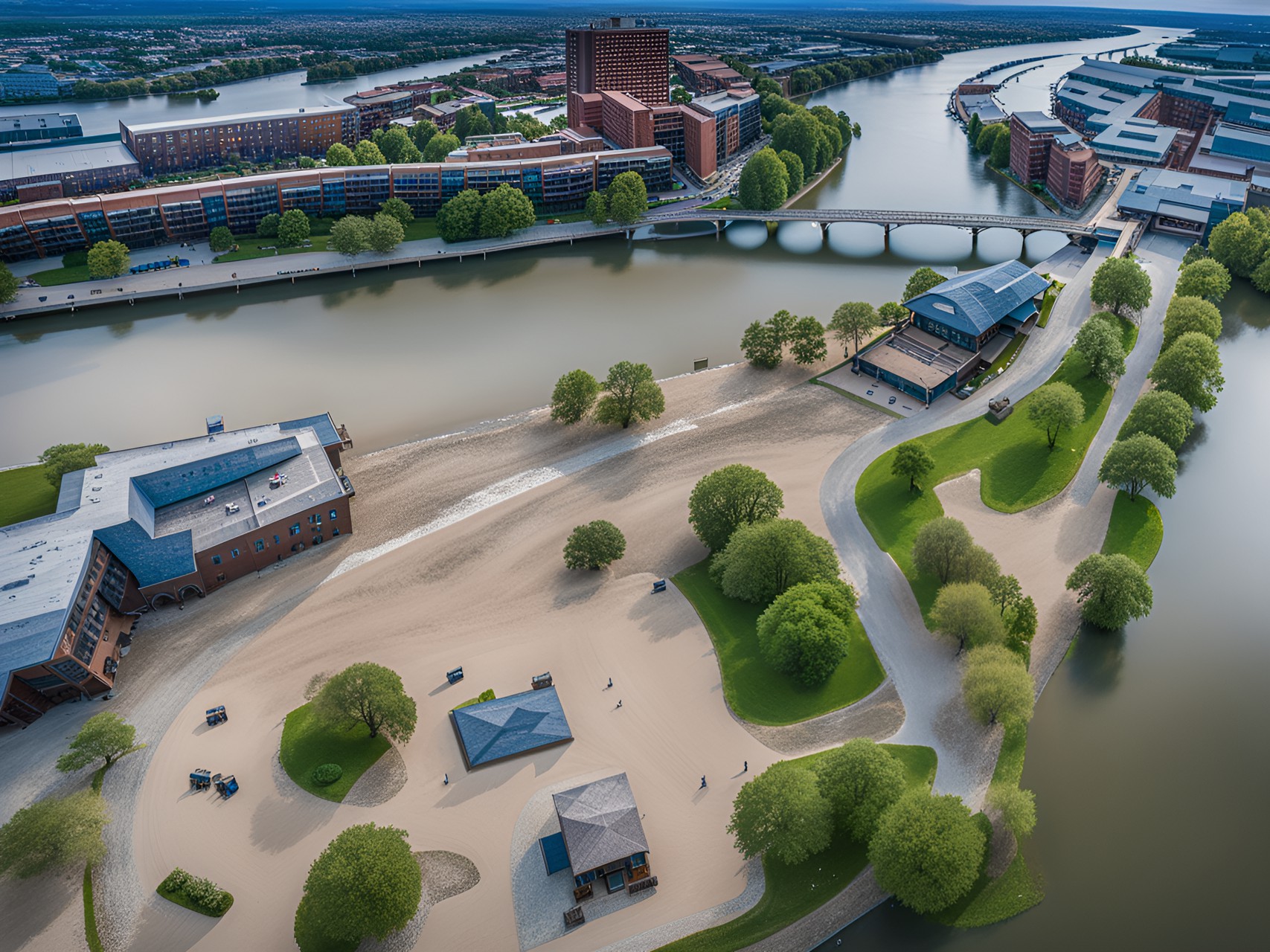 drone view of the riverfront preview