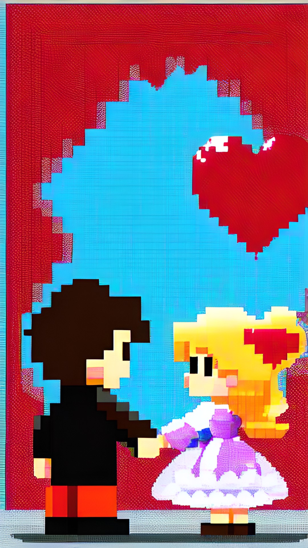 romantic couple, love and hearts, pixel art, 8bit preview