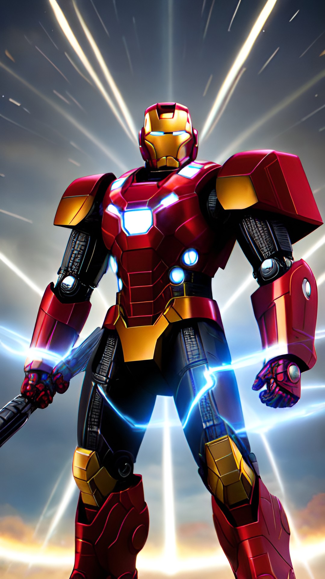 thor in a specialised iron man style robo mecha suit and holding upgraded mjolnir, special thor helmet and armor preview