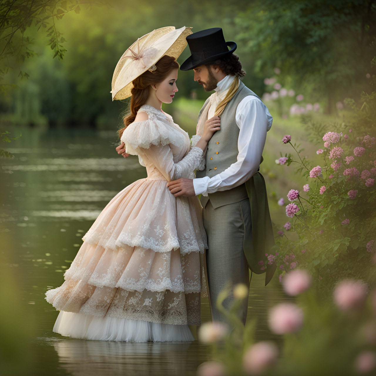 sensual romance in the nature at regency era monet style preview