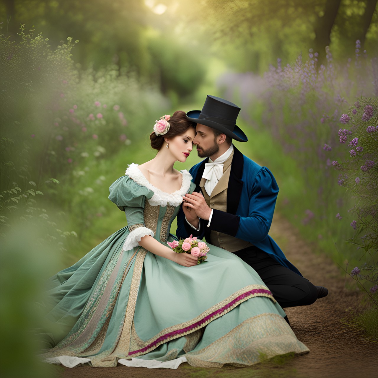 sensual romance in the nature at regency era monet style preview