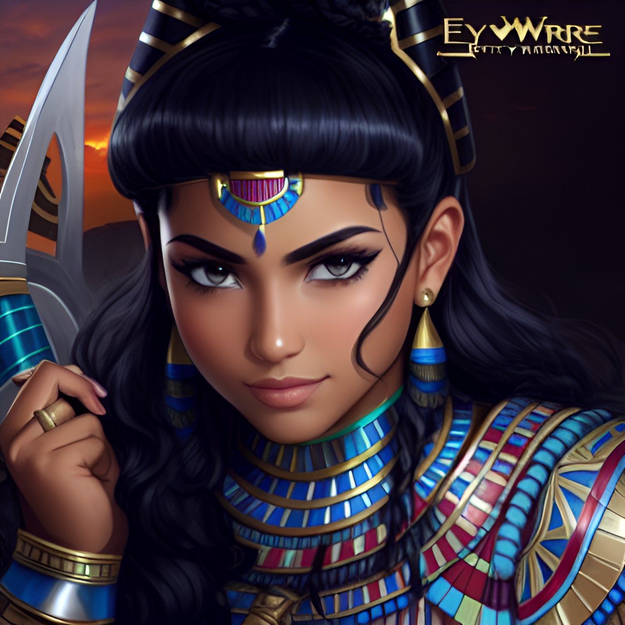 egyptian, warrior princess, pretty, curly hair preview