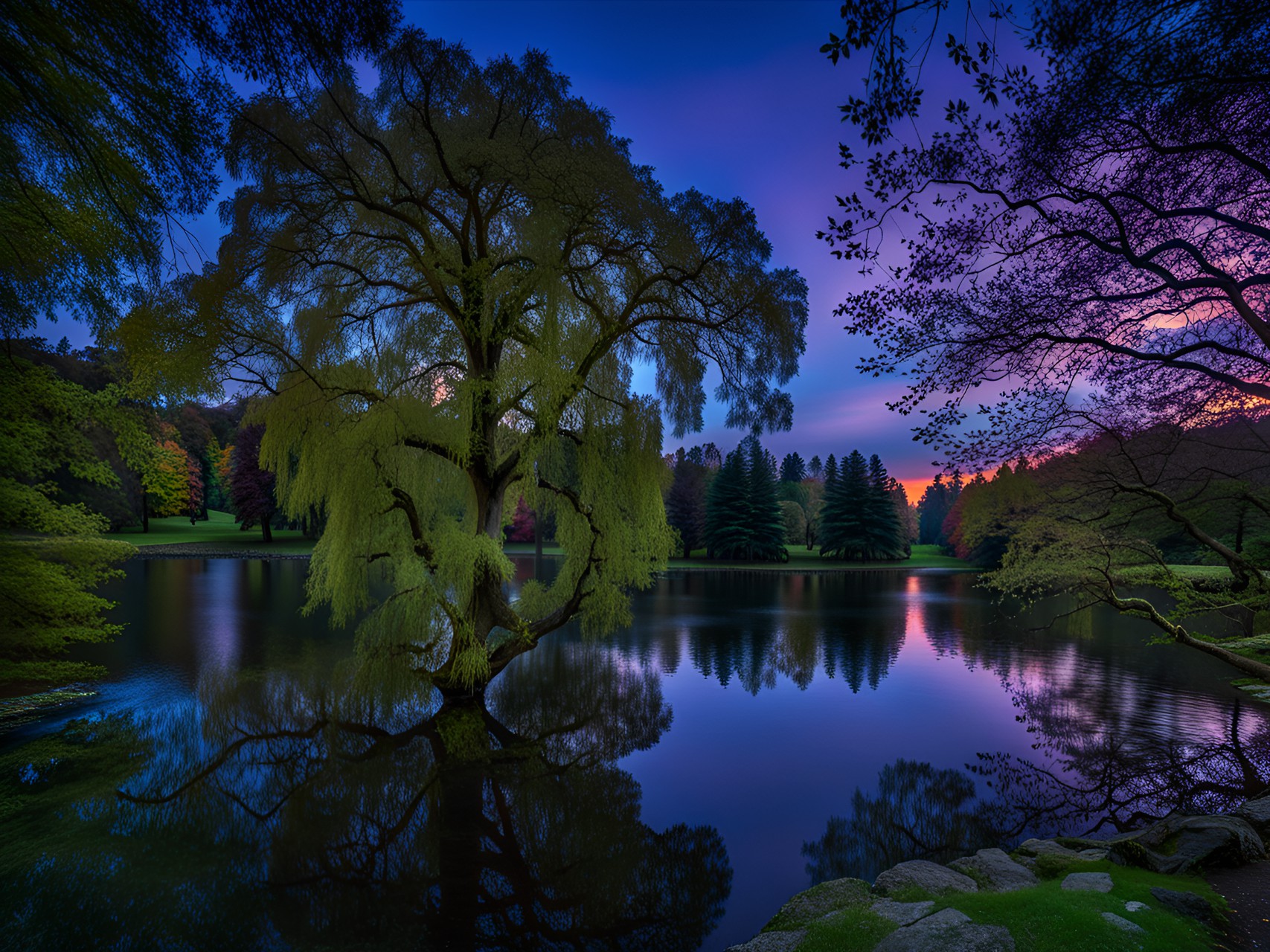 Twilight - park, pond, twilight preview