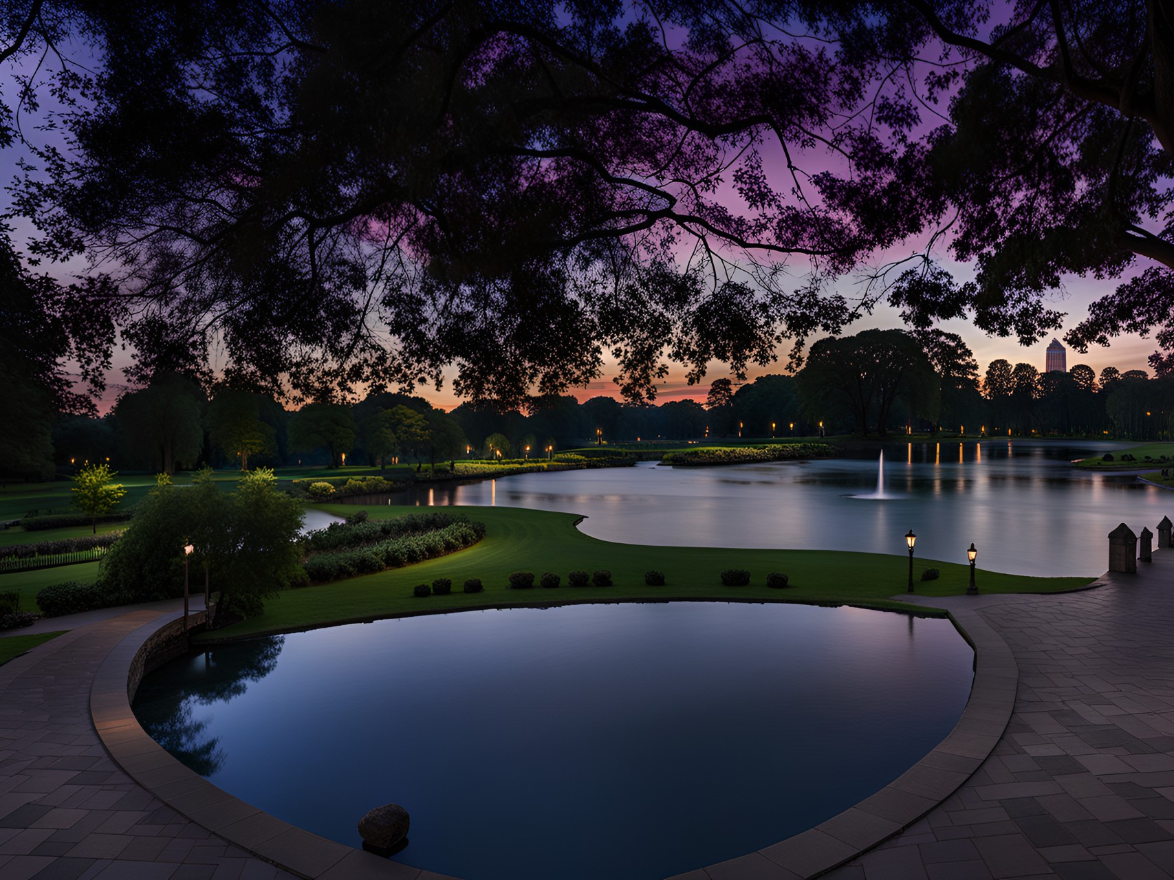 Twilight - park, pond, twilight preview