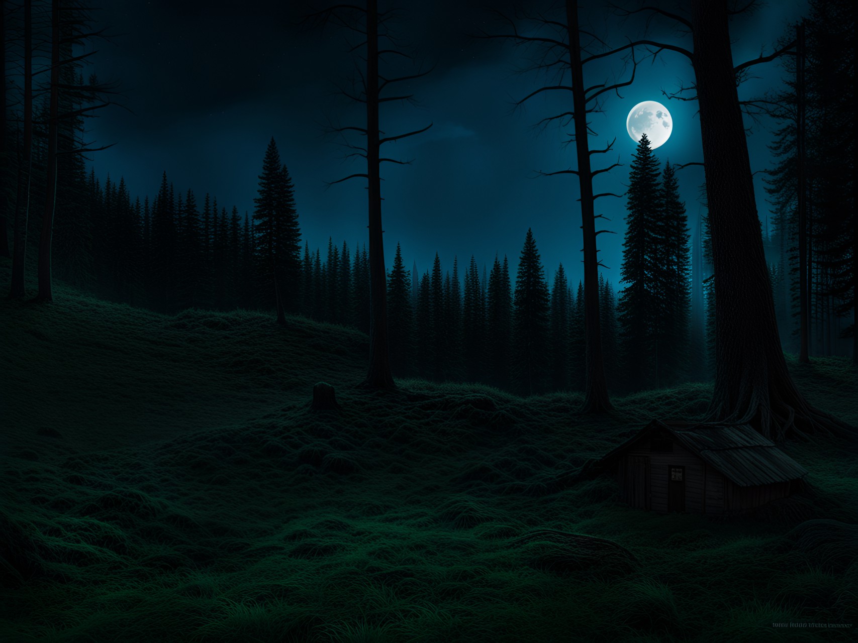 Night - forest, night, moonshine, horror, ghosts preview