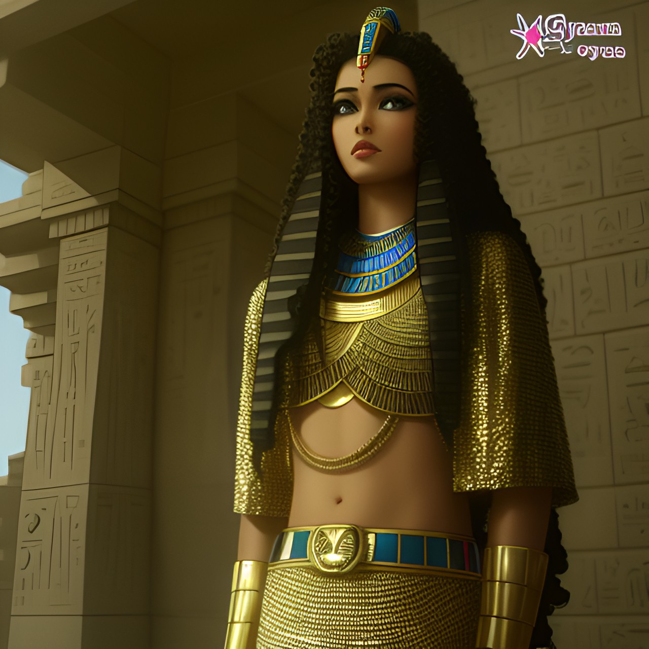 egyptian, princess, pretty, curly hair preview