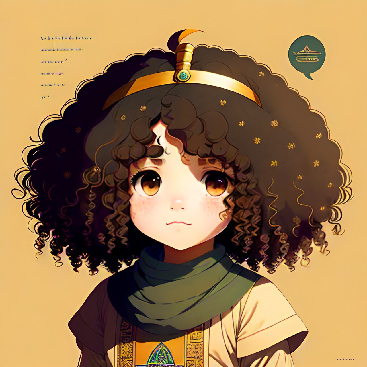 egyptian, princess, pretty, curly hair preview