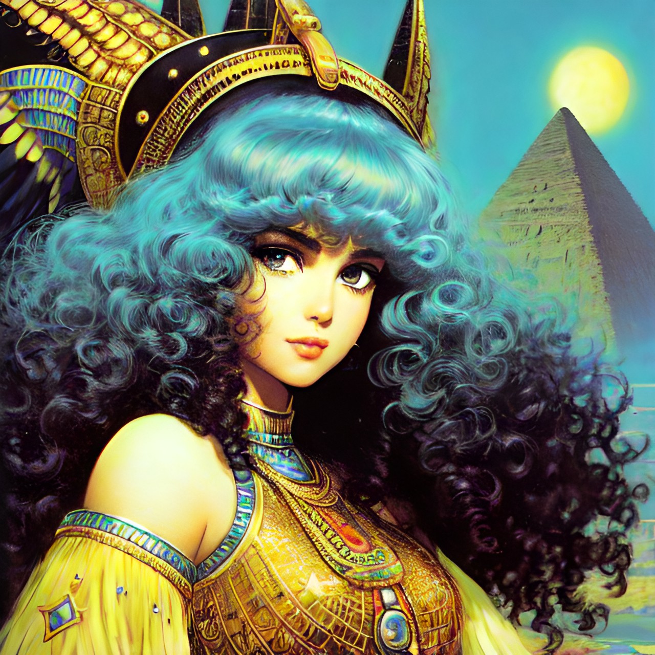 egyptian, princess, pretty, curly hair preview