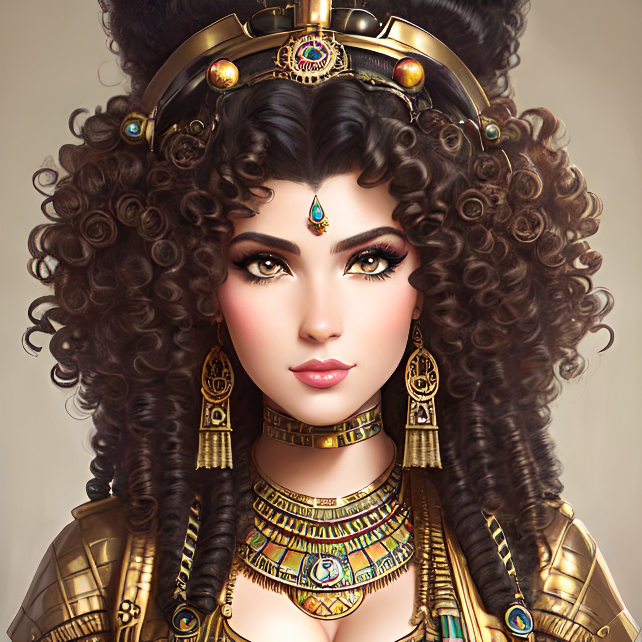 egyptian, princess, pretty, curly hair preview