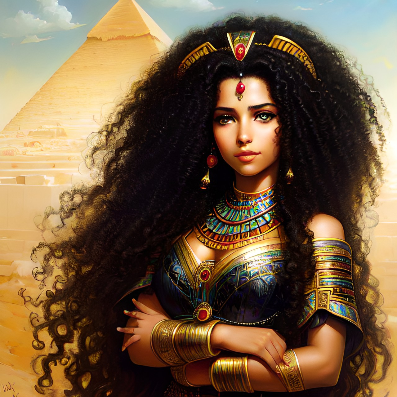 egyptian, princess, pretty, curly hair preview