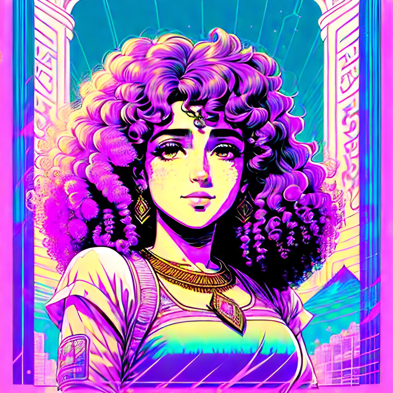 egyptian, princess, pretty, curly hair preview