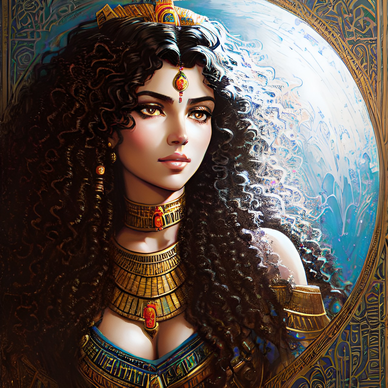 egyptian, princess, pretty, curly hair preview