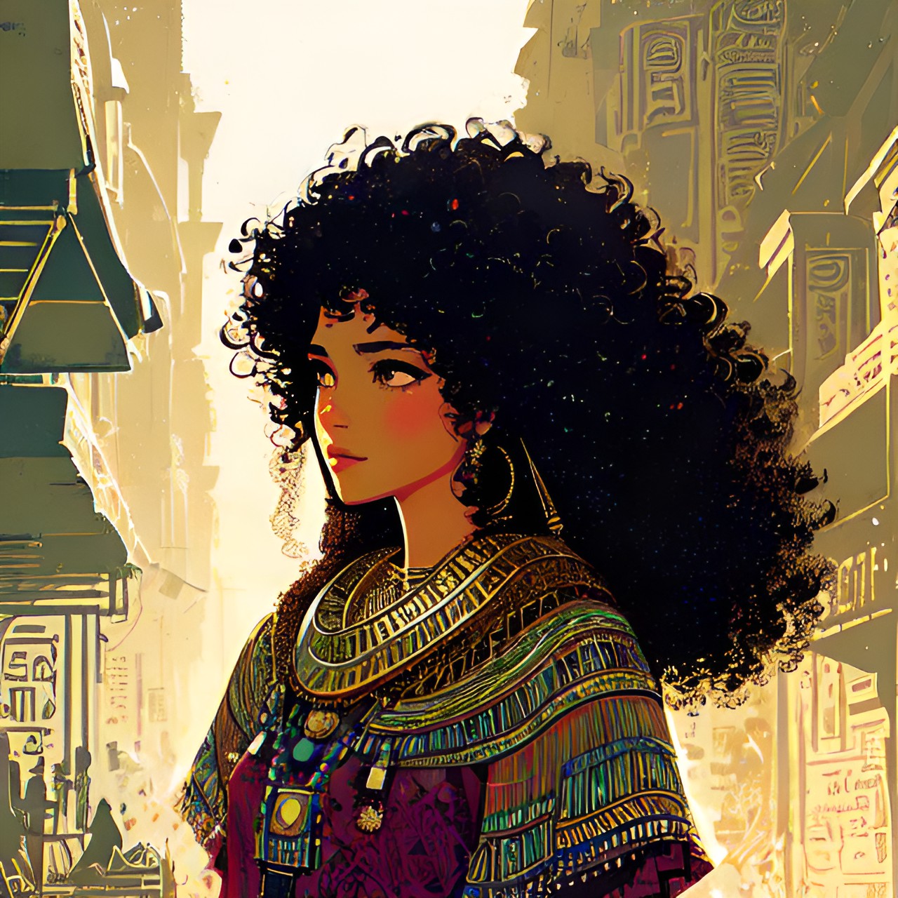 egyptian, princess, pretty, curly hair preview