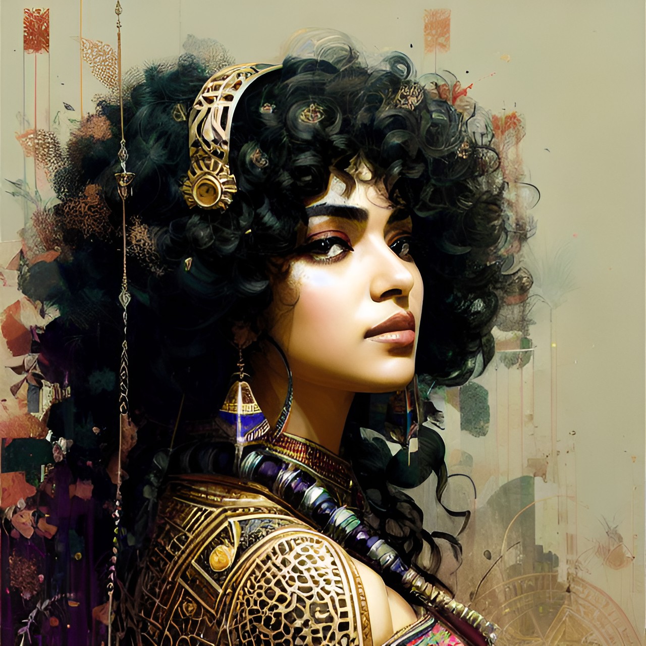 egyptian, princess, pretty, curly hair preview