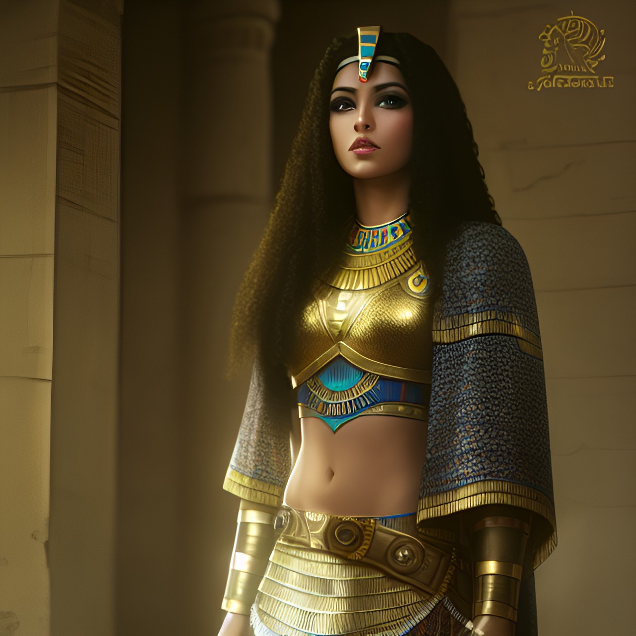 egyptian, warrior princess, pretty, curly hair preview