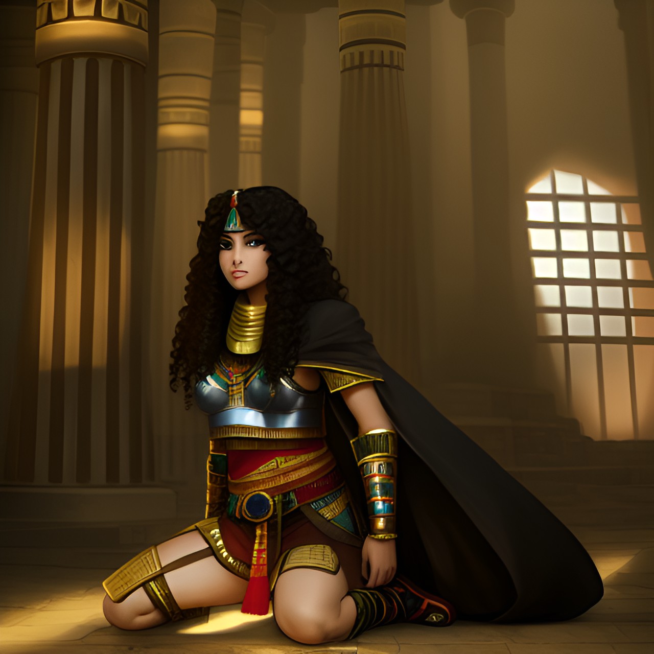 egyptian, warrior princess, pretty, curly hair preview