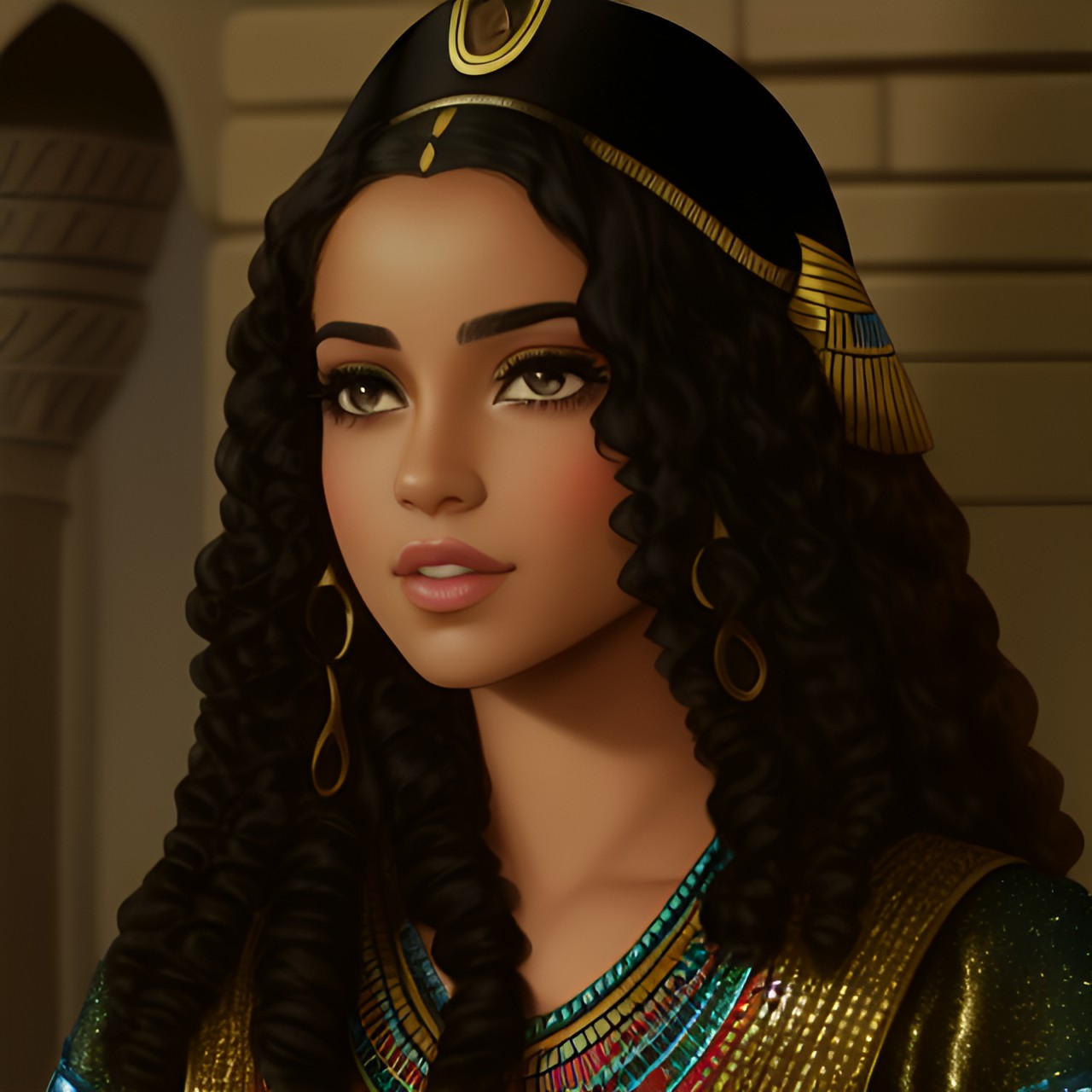 egyptian, princess, pretty, curly hair, goddess preview