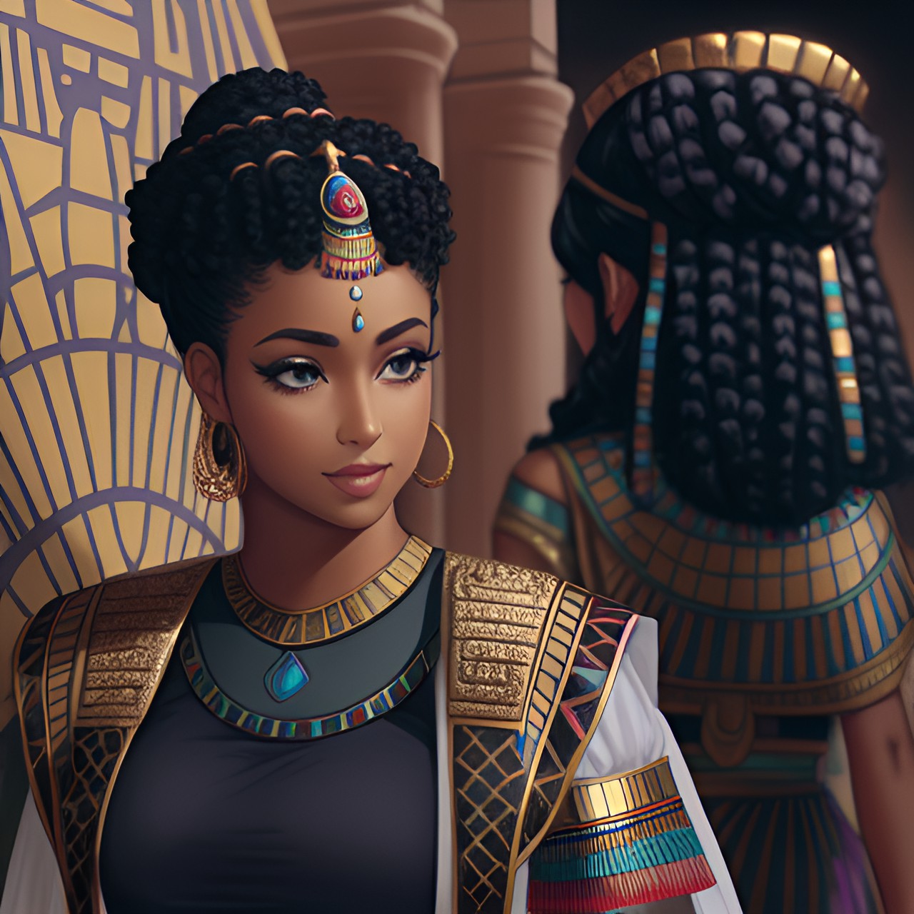 Queens of Egypt - egyptian, princess, pretty, curly hair, goddess preview