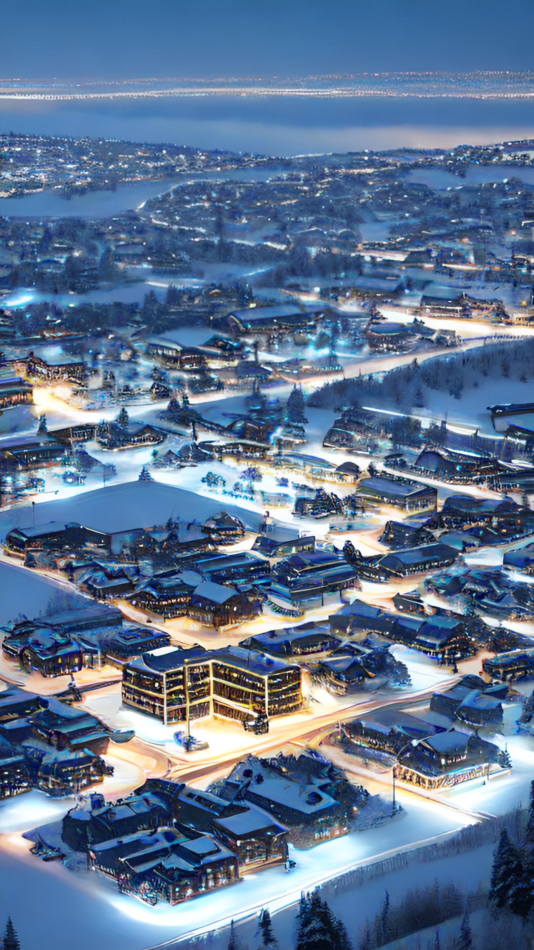 small futuristic town in the dark snowy north - small futuristic town in the dark snowy north preview