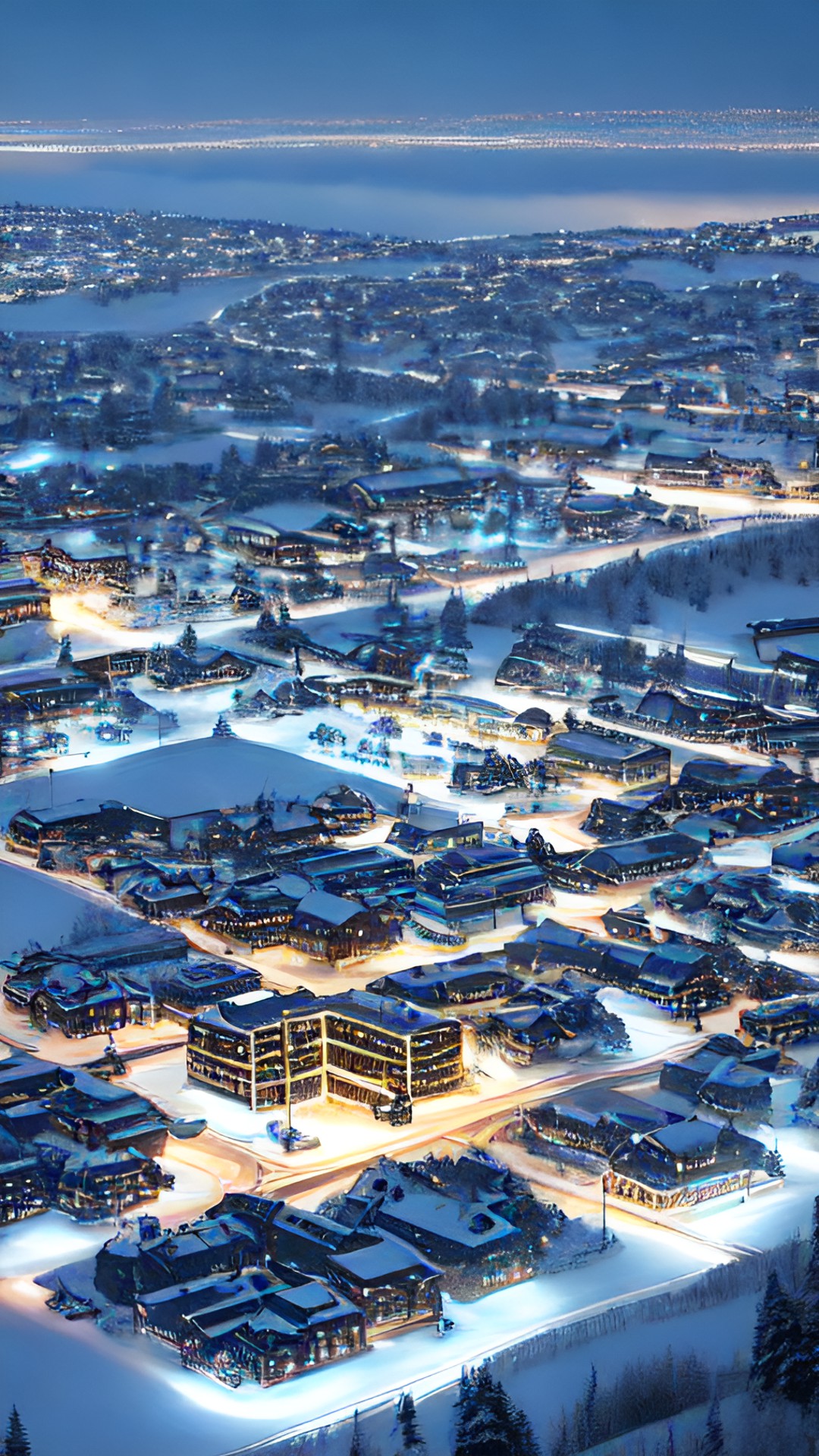 small futuristic town in the dark snowy north  - small futuristic town in the dark snowy north preview