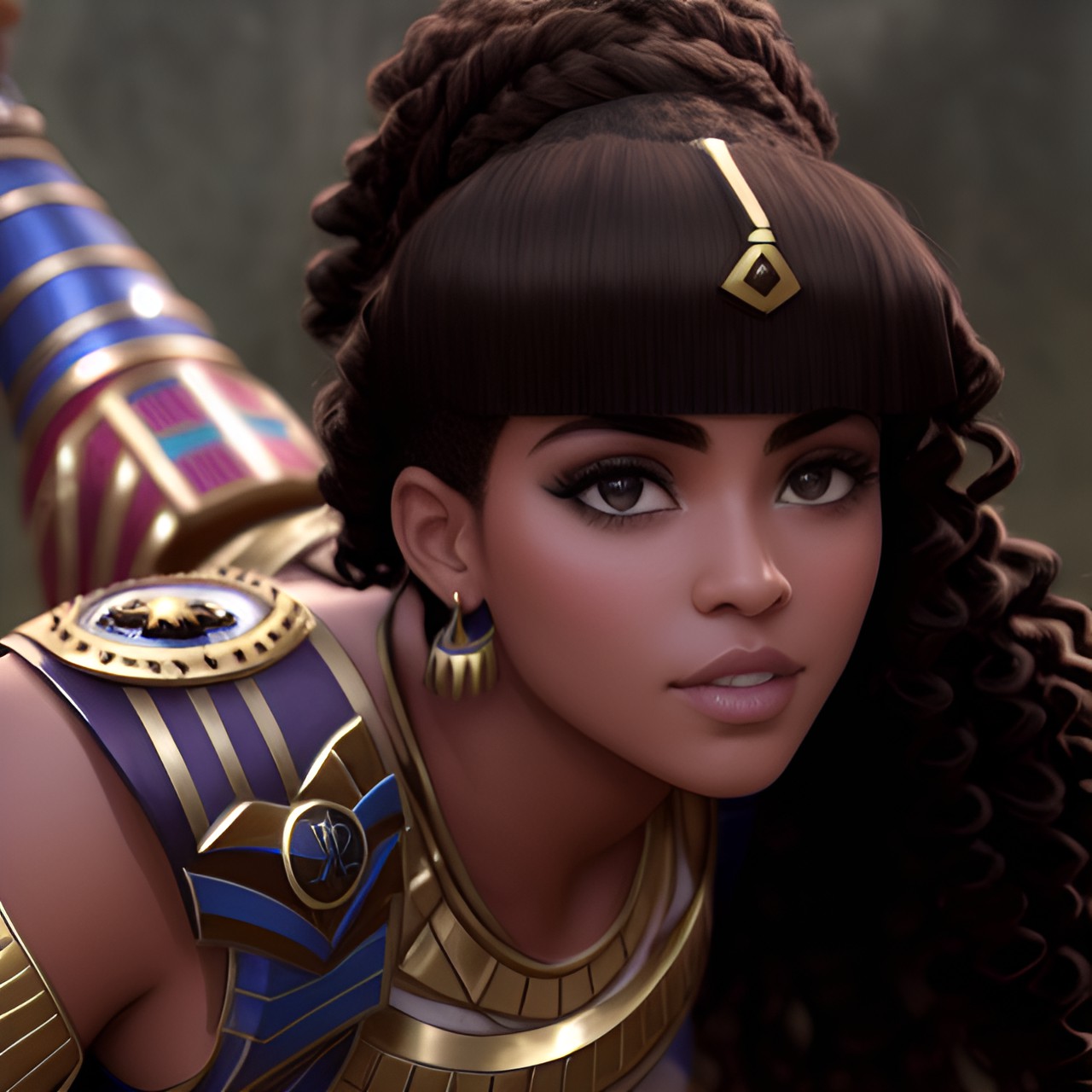 egyptian, warrior princess, pretty, curly hair preview