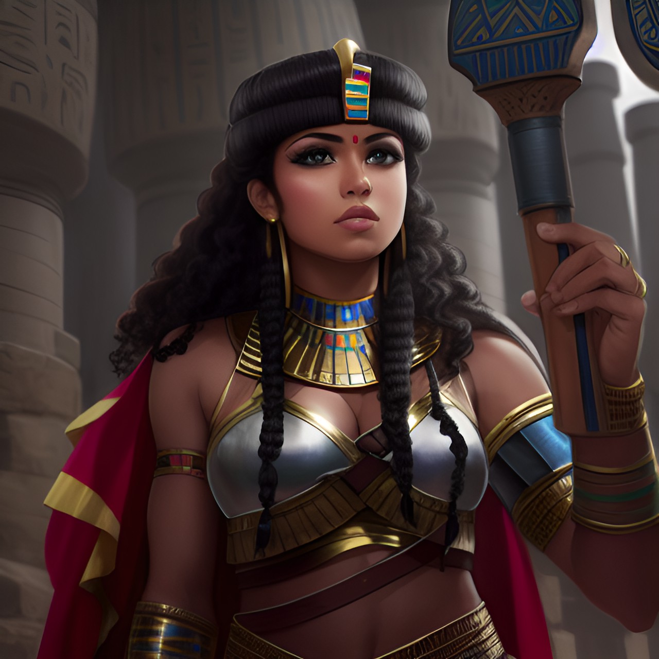 egyptian, warrior princess, pretty, curly hair preview