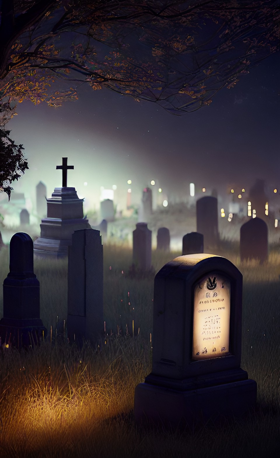 Cemetery at night - cemetery at night preview