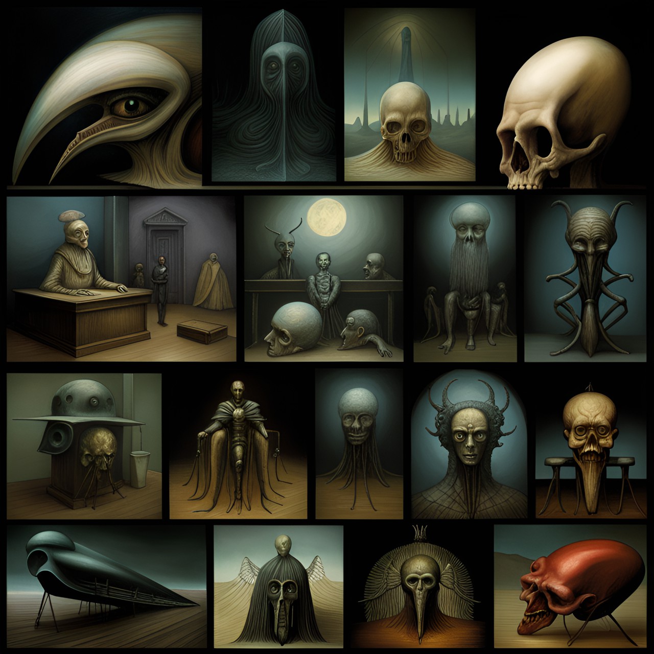 surreal horrific angels
h.r. giger
zdzisław beksiński
francis bacon
salvador dalí
clive barker
joel-peter witkin
junji ito
hans bellmer
guillermo del toro
hieronymus bosch
kazuo umezu
mike winkelmann (beeple)
matthew barney
goya
trevor brown
franciszek starowieyski
suehiro maruo
mark ryden
chris cunningham
william mortensen preview