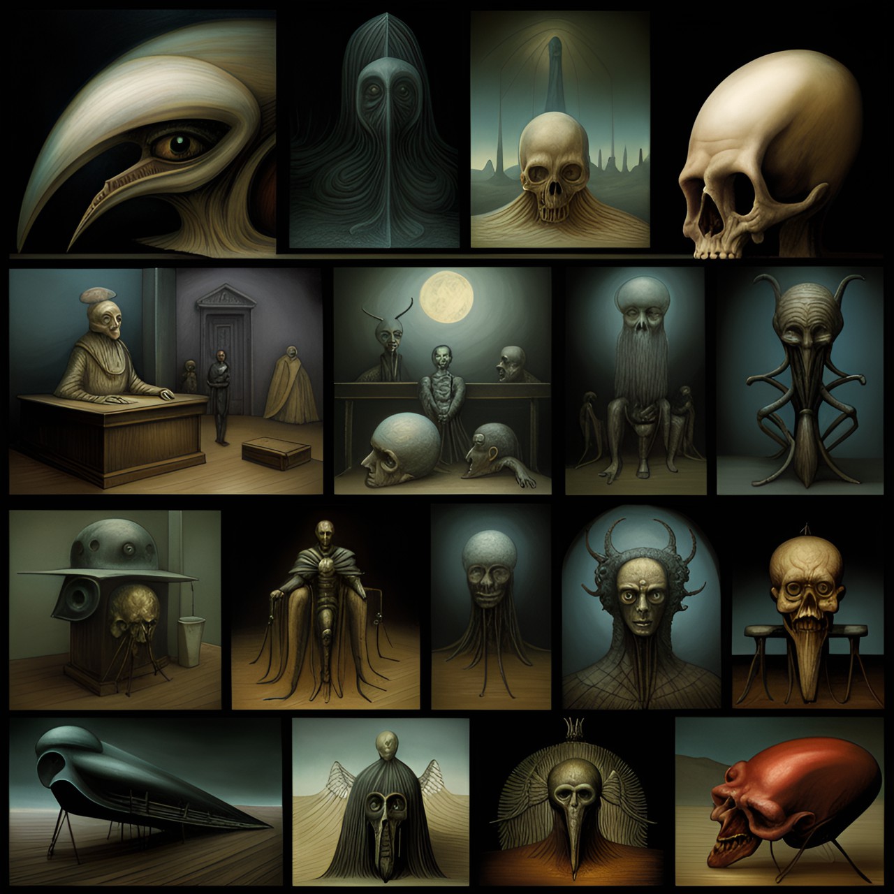 surreal horrific angels 
h.r. giger
zdzisław beksiński
francis bacon
salvador dalí
clive barker
joel-peter witkin
junji ito
hans bellmer
guillermo del toro
hieronymus bosch
kazuo umezu
mike winkelmann (beeple)
matthew barney
goya
trevor brown
franciszek starowieyski
suehiro maruo
mark ryden
chris cunningham
william mortensen preview