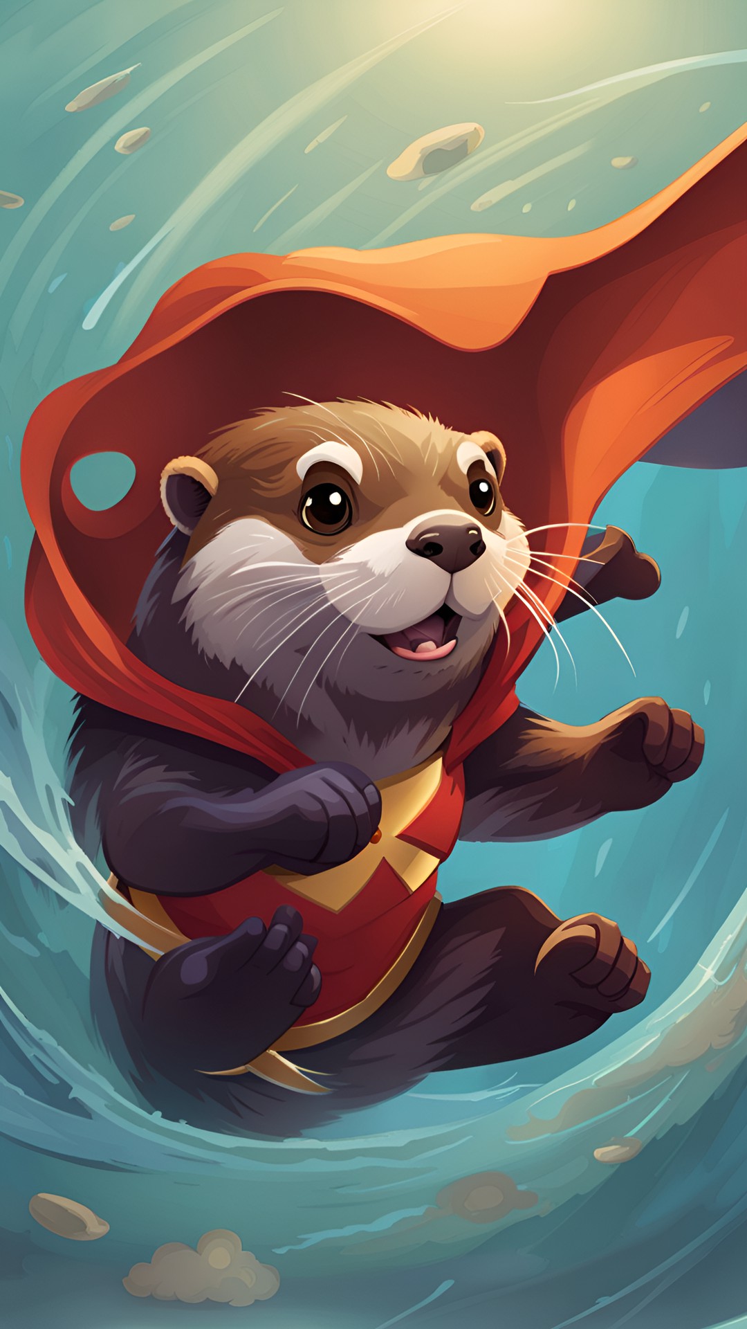 Super otter - a superhero otter, saving someone from falling ￼ preview