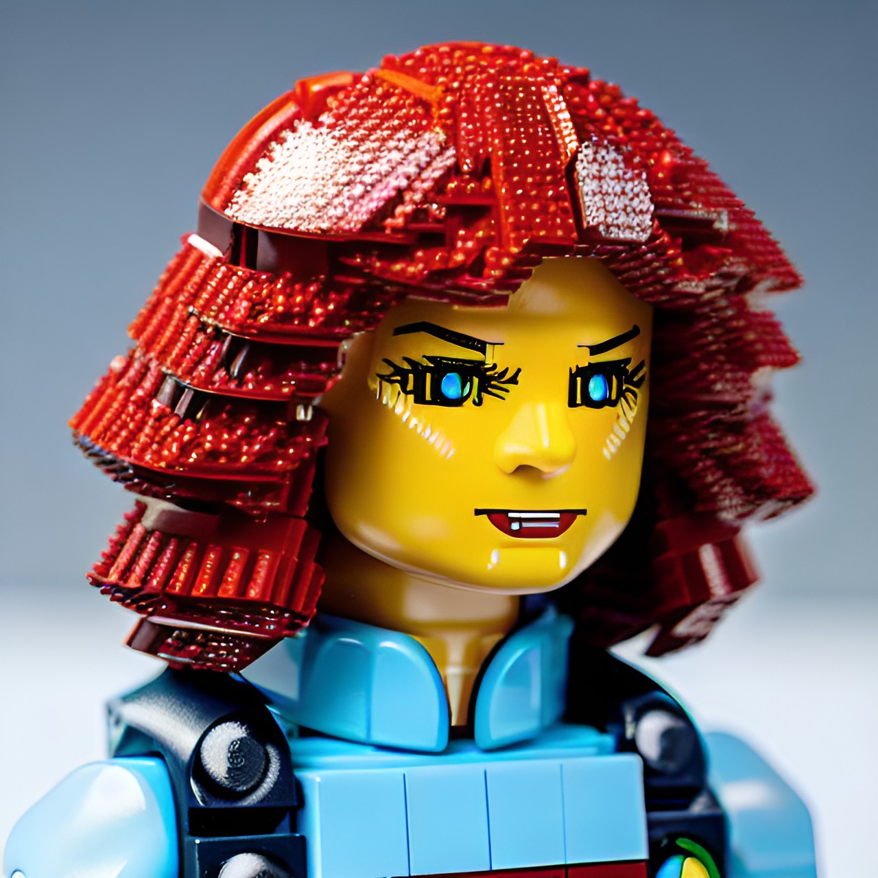 1 woman, solo, dream-like, lego figure, brick by brick, colorful lego pieces, transparent lego bricks, seamless transition, joyful expression, bright eyes, amazed, flowing hair, dynamic pose, lego background, lego structures, lego landscapes, fantasy setting, imaginative, imaginative, creative, imagination, bright lighting, shadows, depth, sense of preview