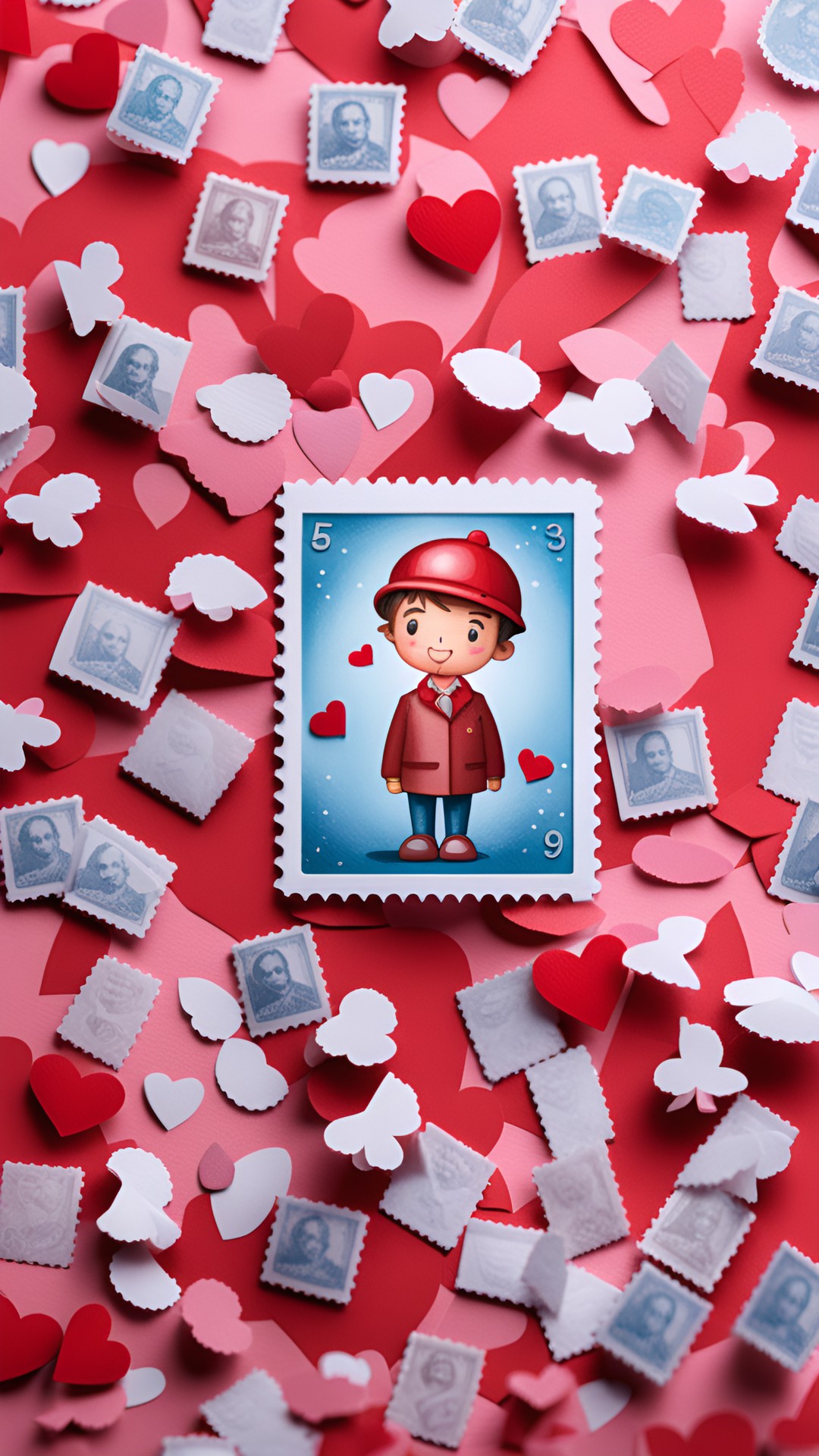 postage stamp style, frame, valentine paper craft preview