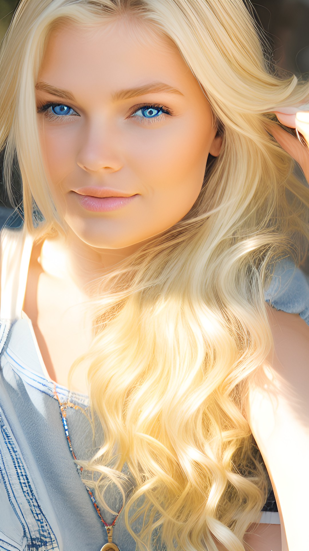 blonde wavy hair blue eyes preview