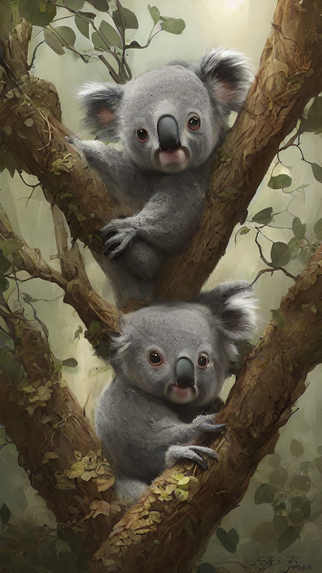 baby koala in a black tree preview