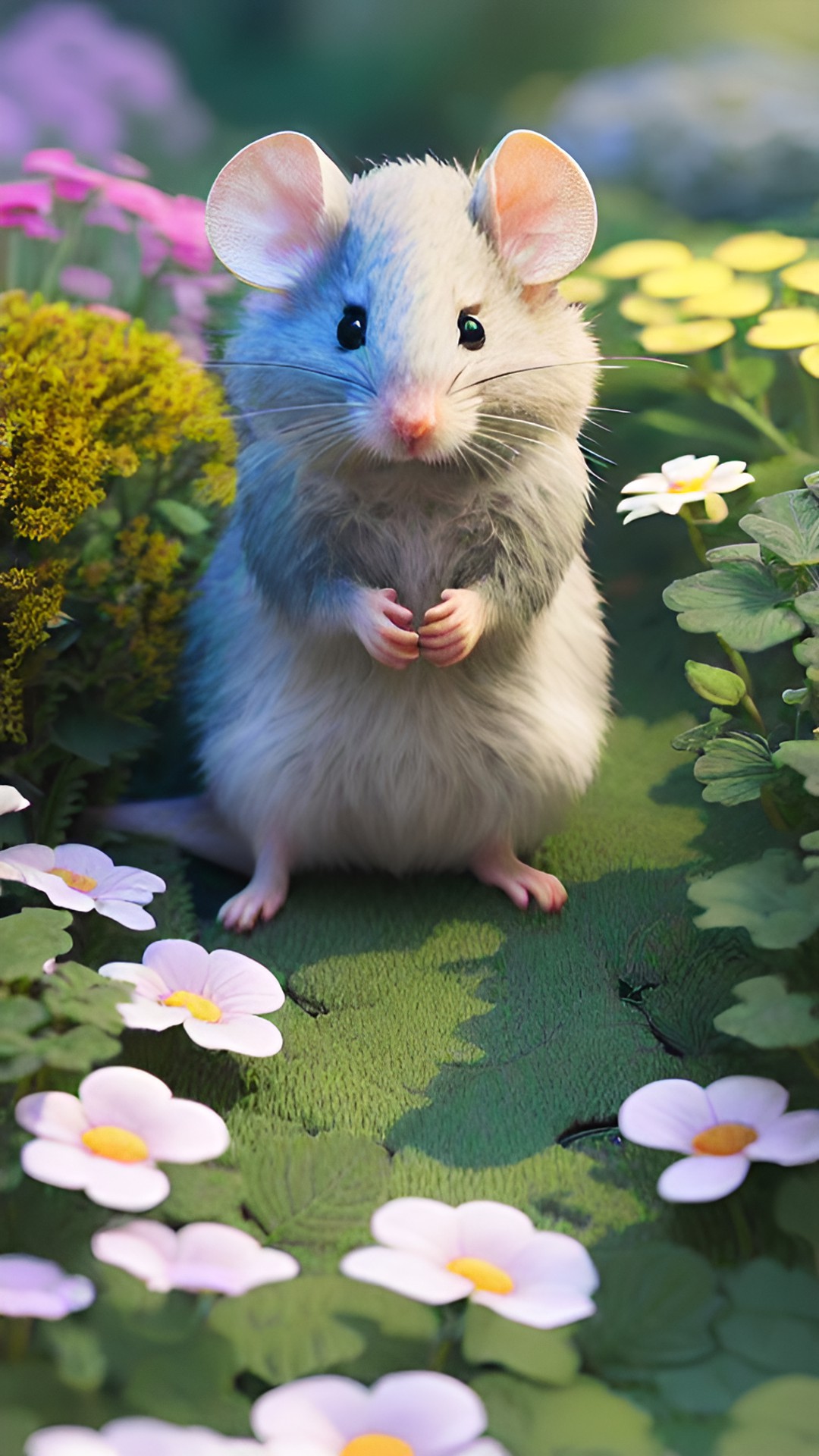 baby mouse in a flower garden preview