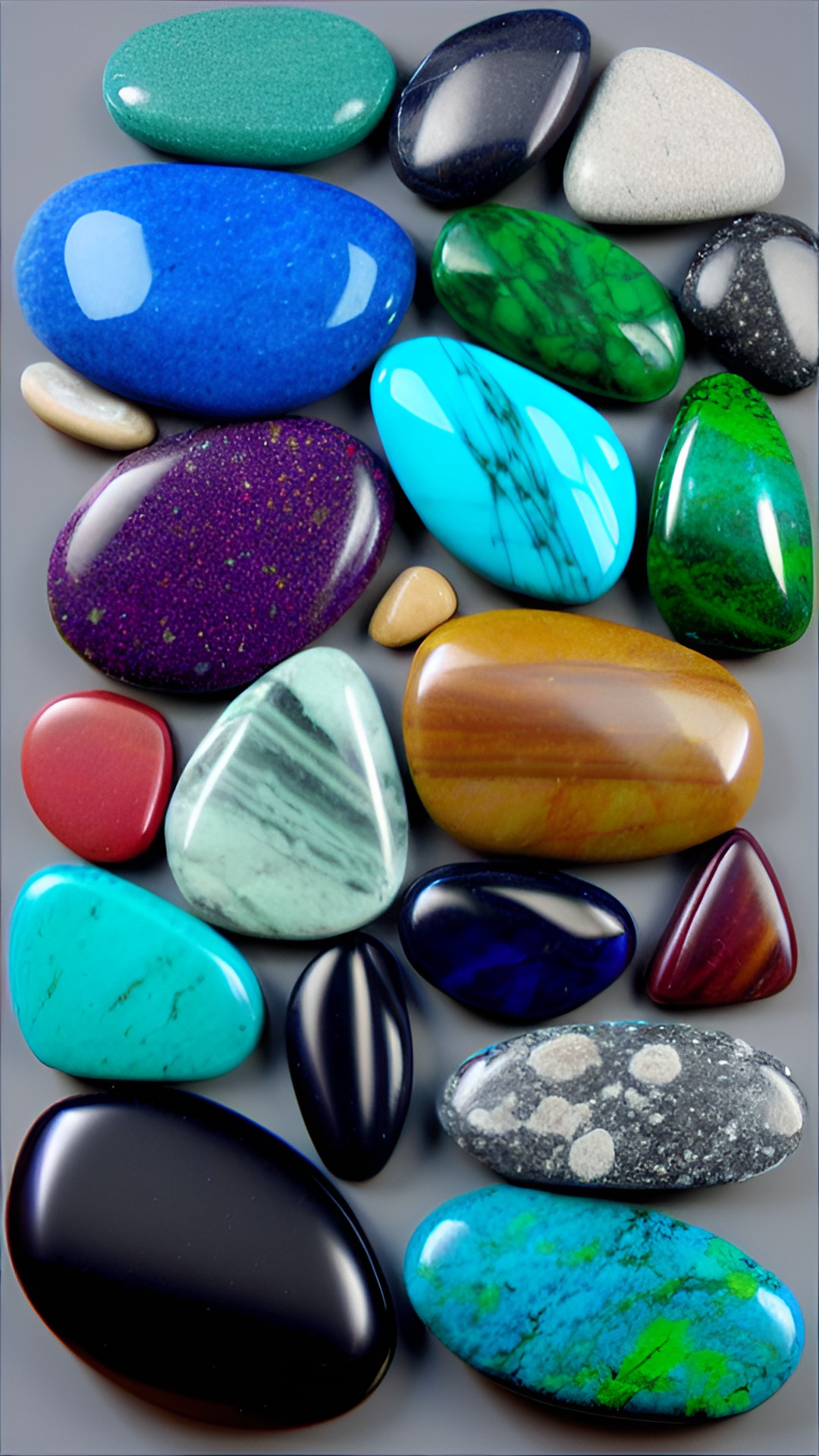 tumbled stones on black felt background preview