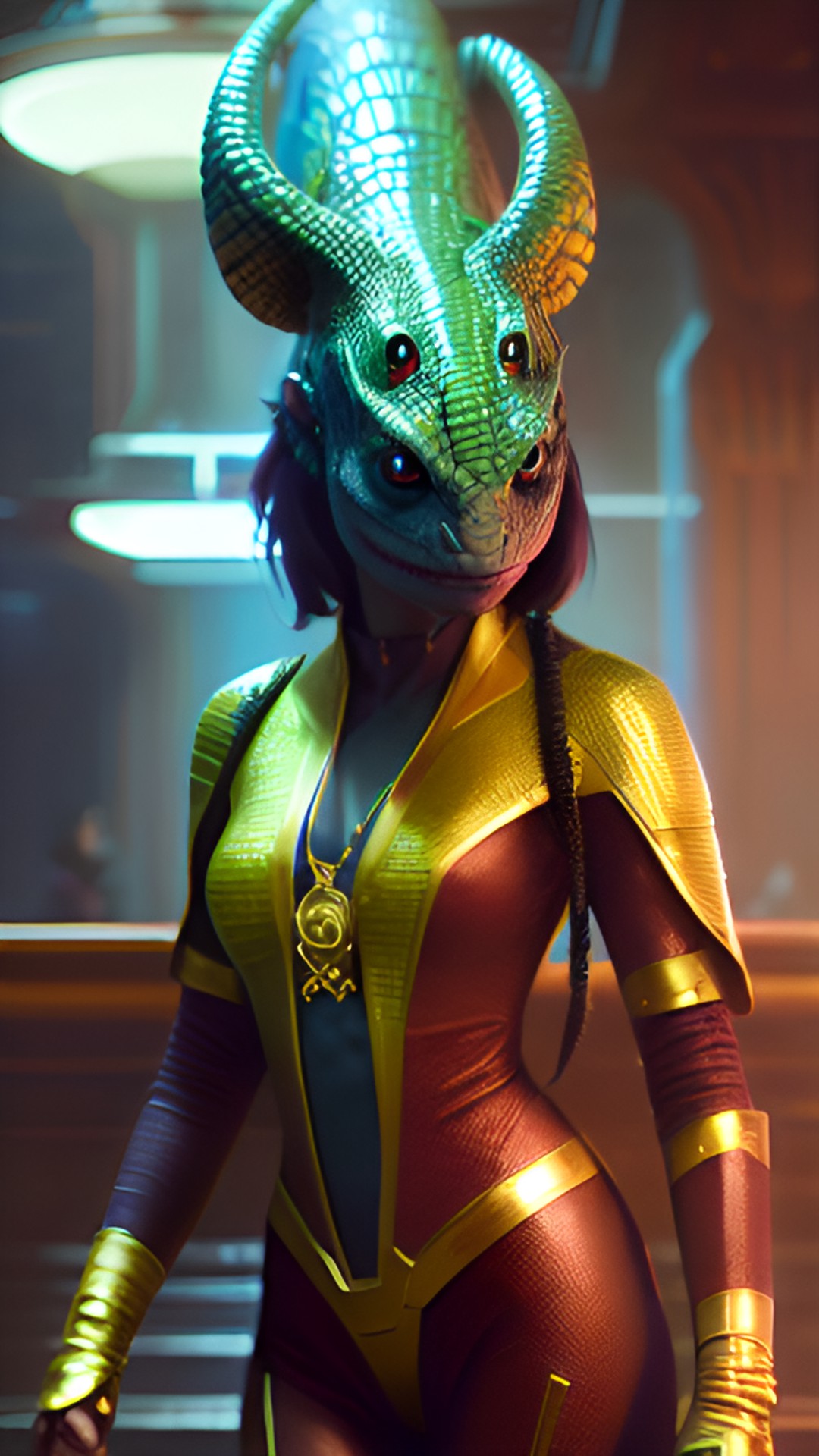 hyper realistic, villain character lizard woman preview