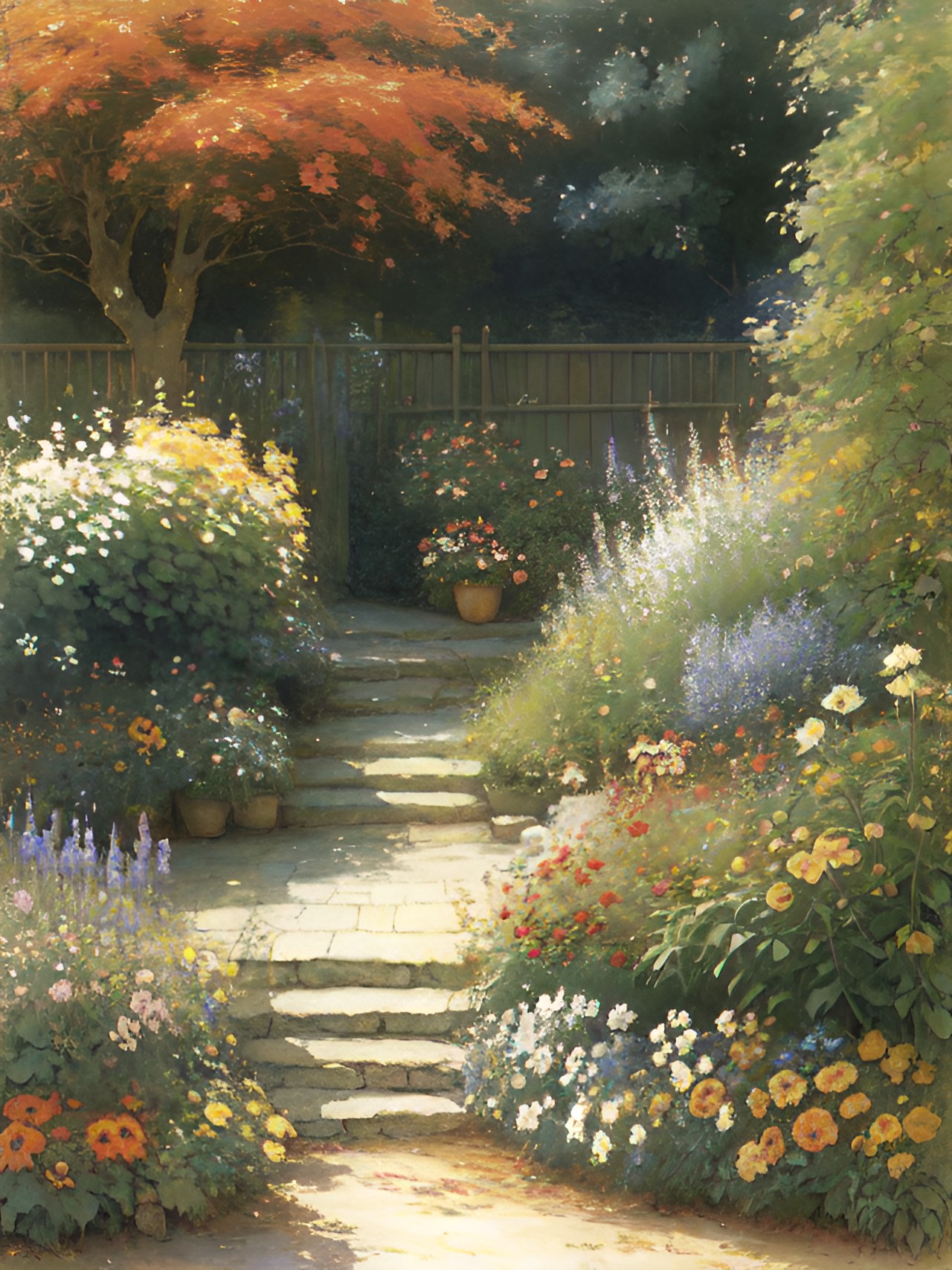 autumn garden flowers helen allingham jenny nystrom preview